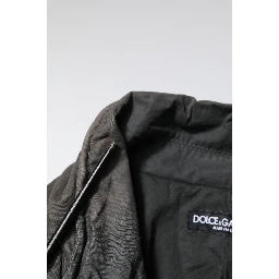Black Solid Cotton Collared Coat Jacket