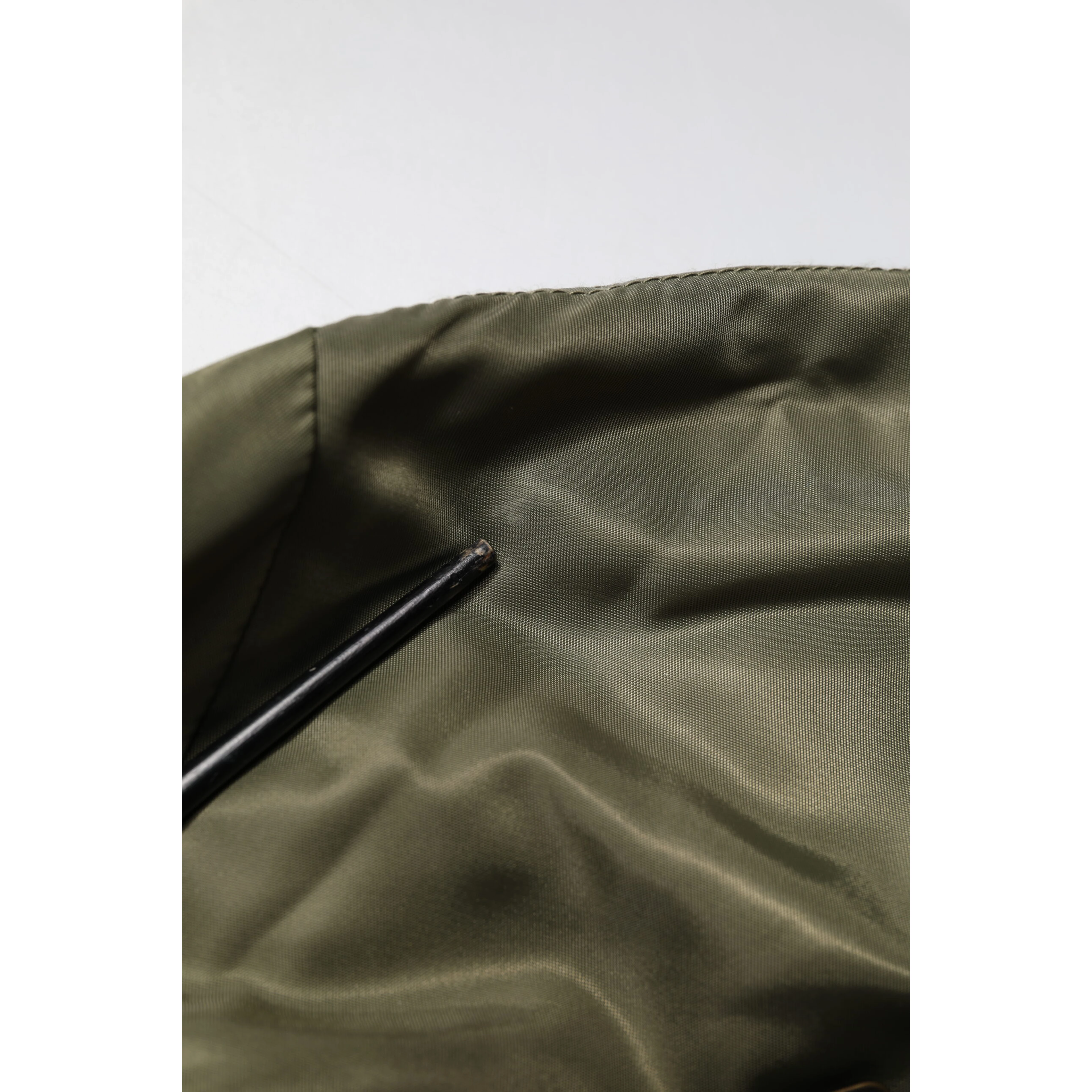Green Nylon Full Zip Men Bomber Jacket