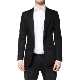 Black Cotton Single Breasted Men Coat Blazer