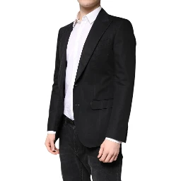Black Cotton Single Breasted Men Coat Blazer