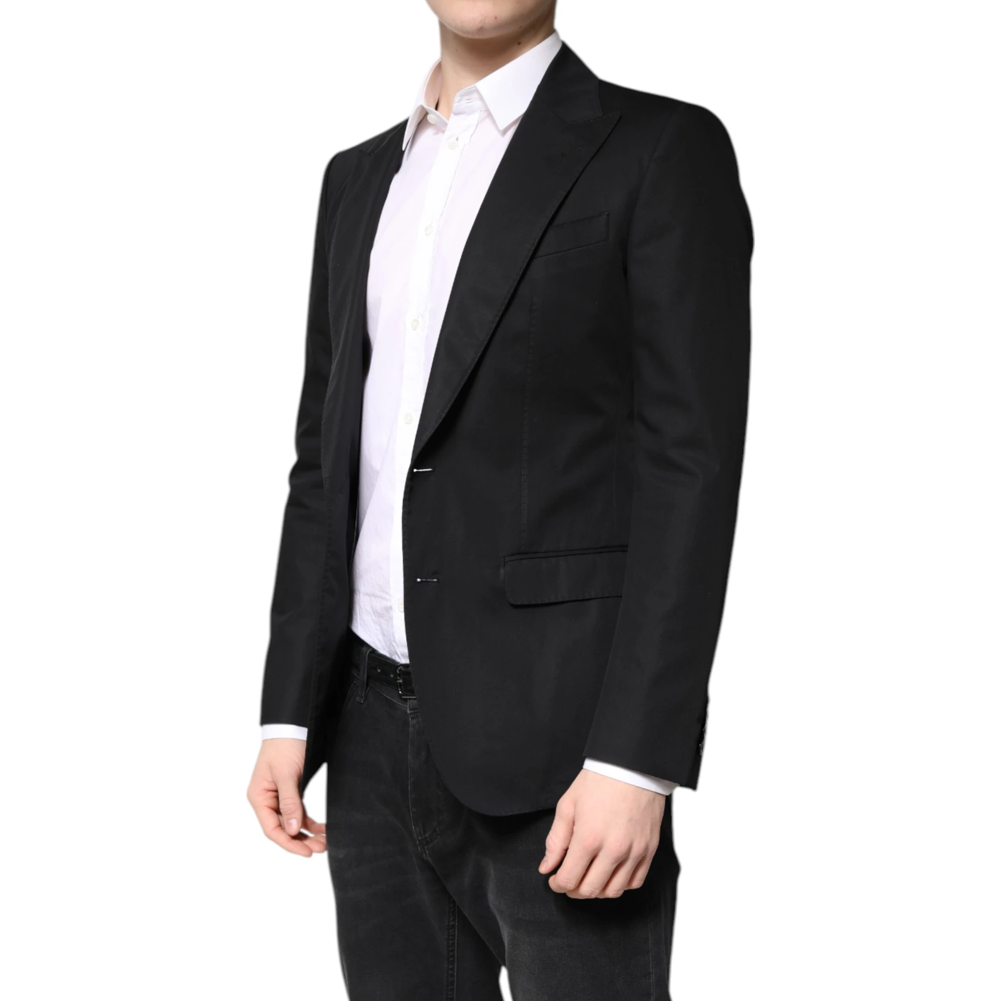 Black Cotton Single Breasted Men Coat Blazer