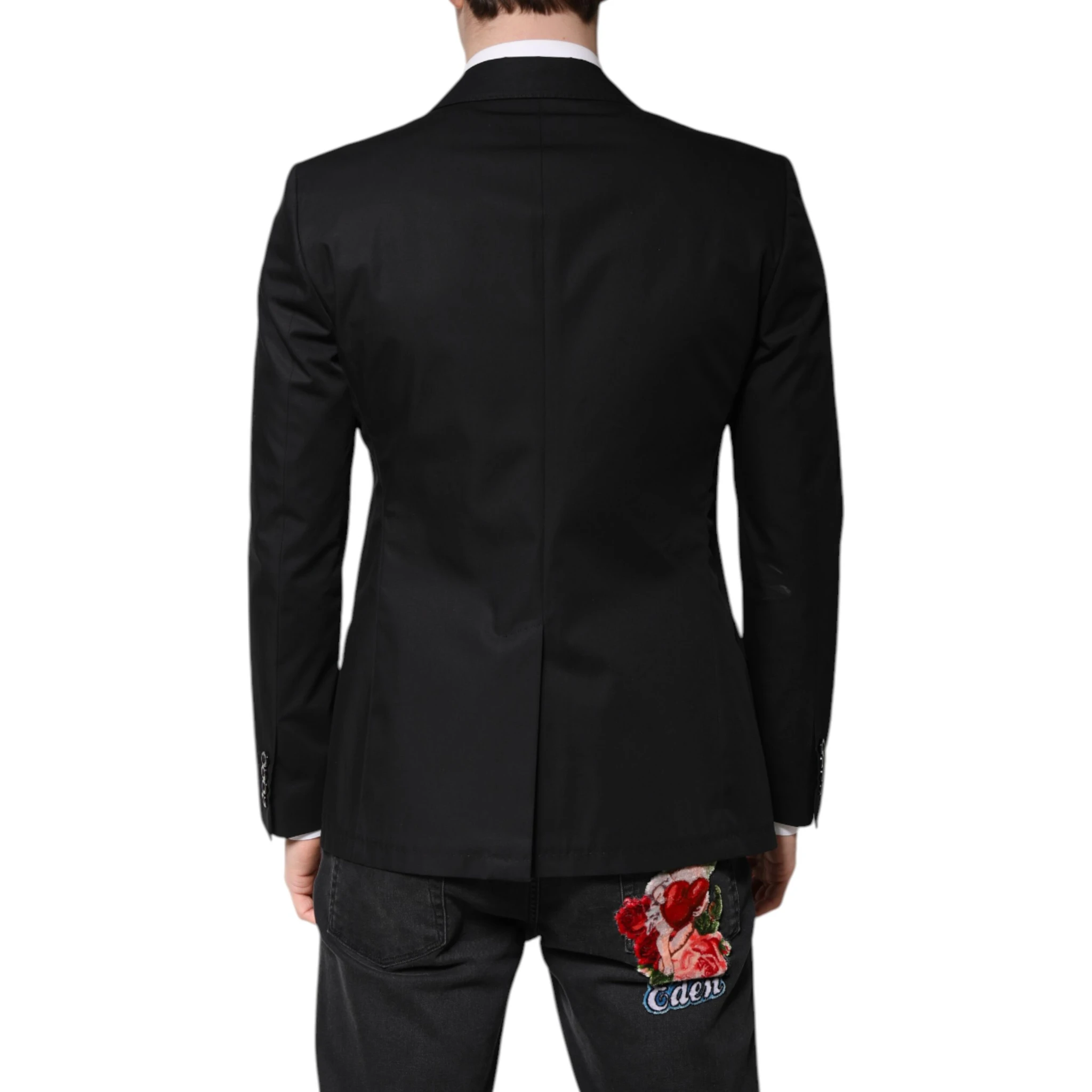 Black Cotton Single Breasted Men Coat Blazer