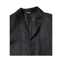 Black Linen Single Breasted Men Coat Blazer
