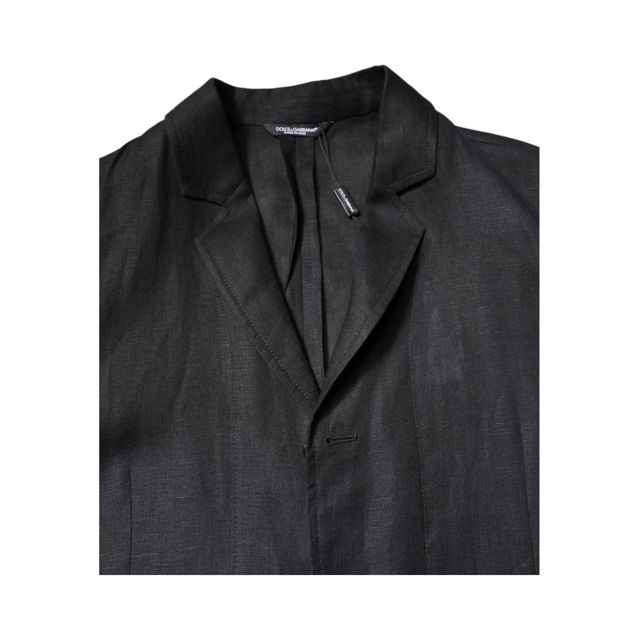 Black Linen Single Breasted Men Coat Blazer