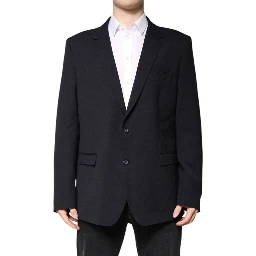 Dark Blue Wool Single Breasted Coat Blazer