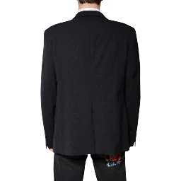 Dark Blue Wool Single Breasted Coat Blazer