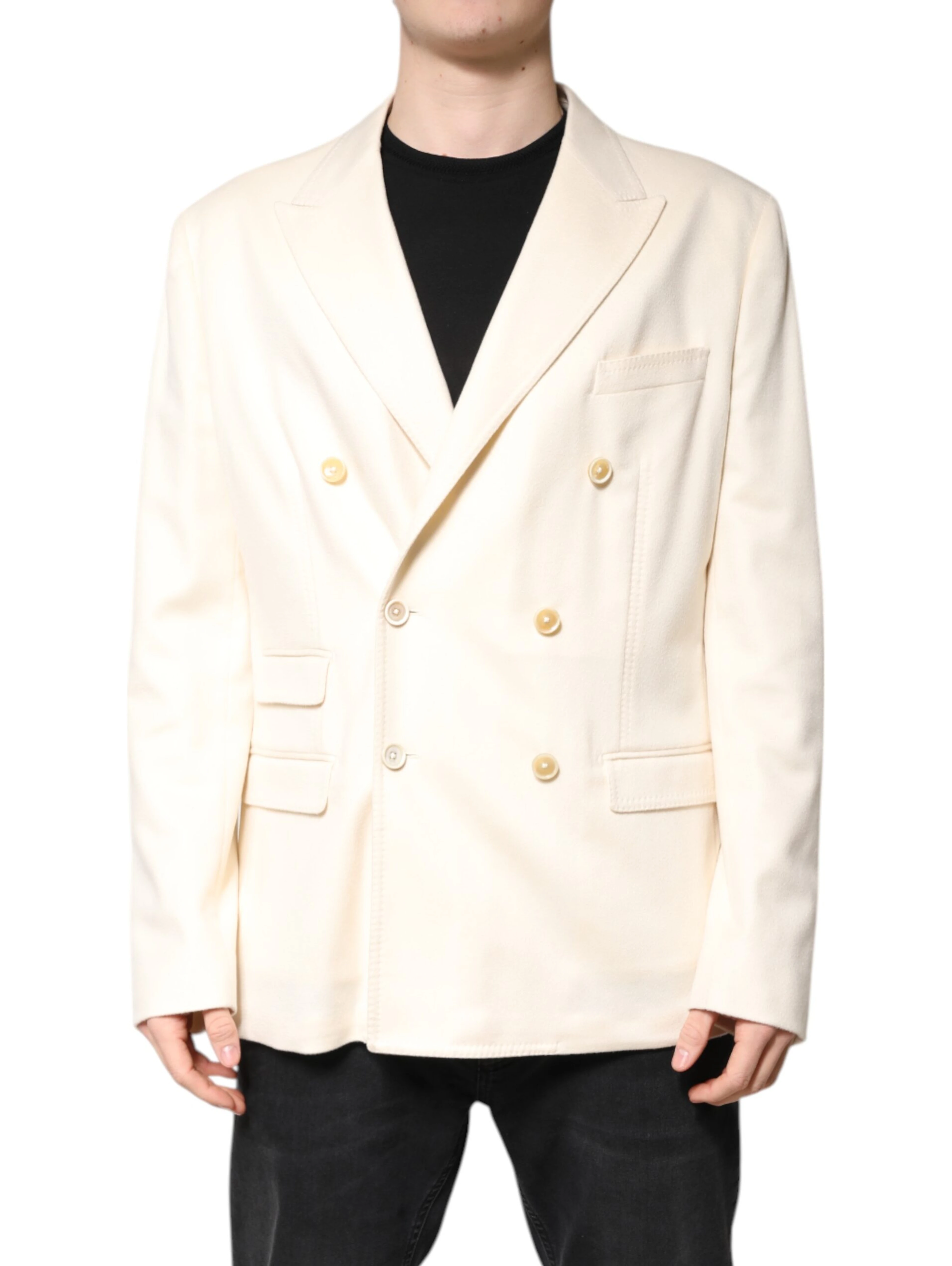 Beige Cashmere Double Breasted Coat Blazer