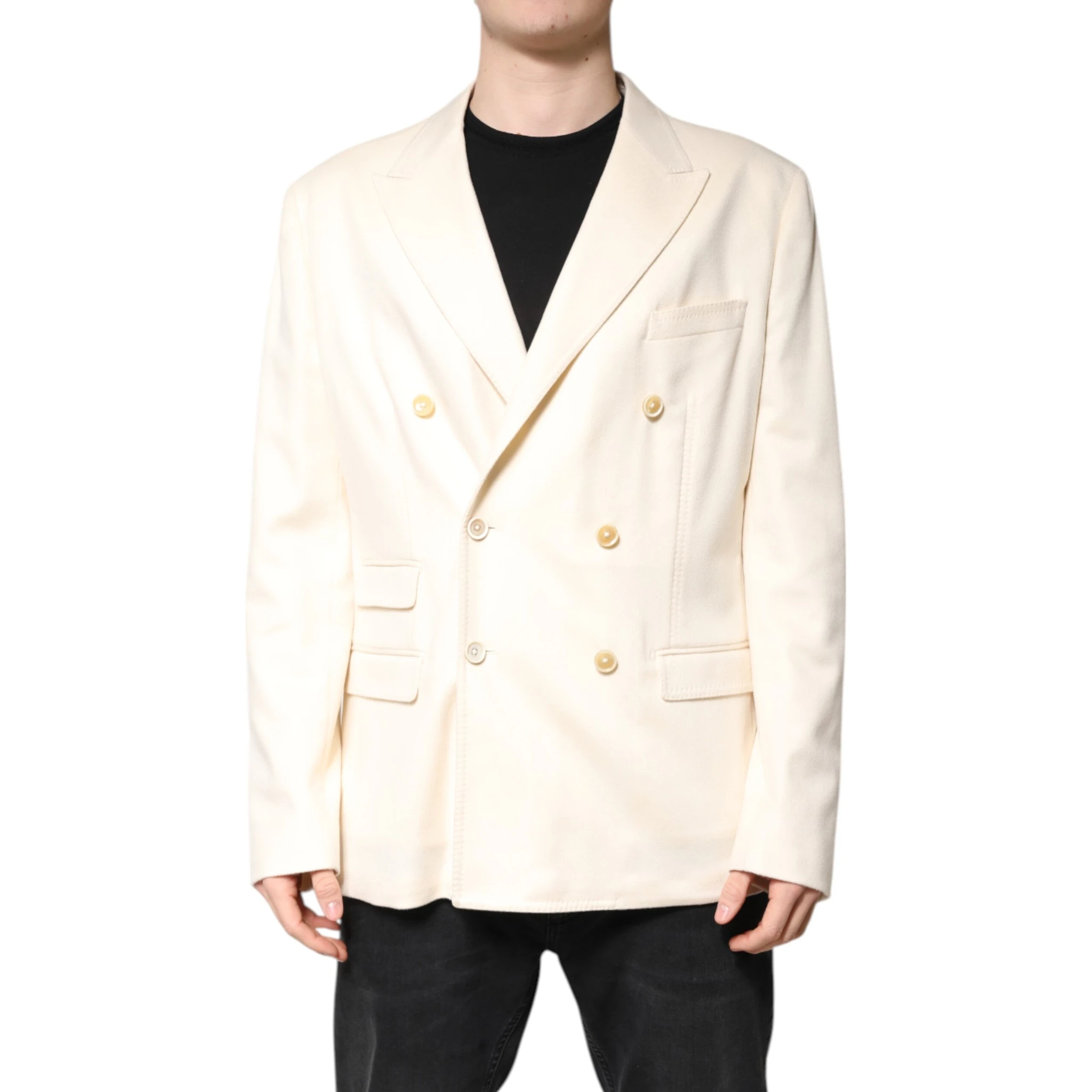 Beige Cashmere Double Breasted Coat Blazer