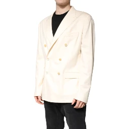 Beige Cashmere Double Breasted Coat Blazer