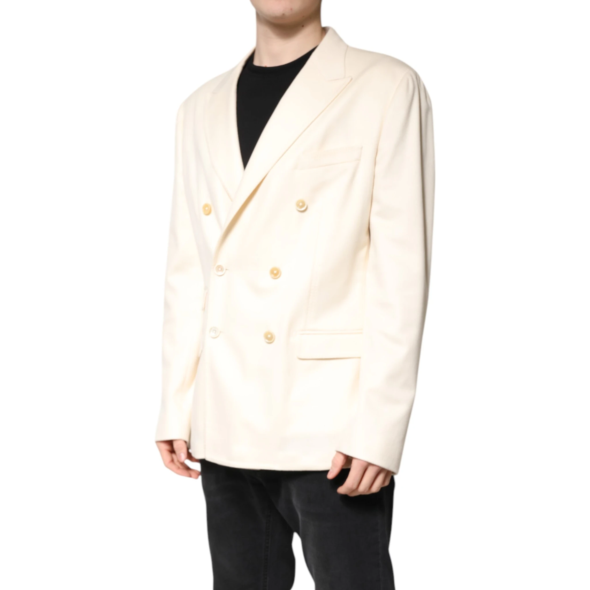 Beige Cashmere Double Breasted Coat Blazer