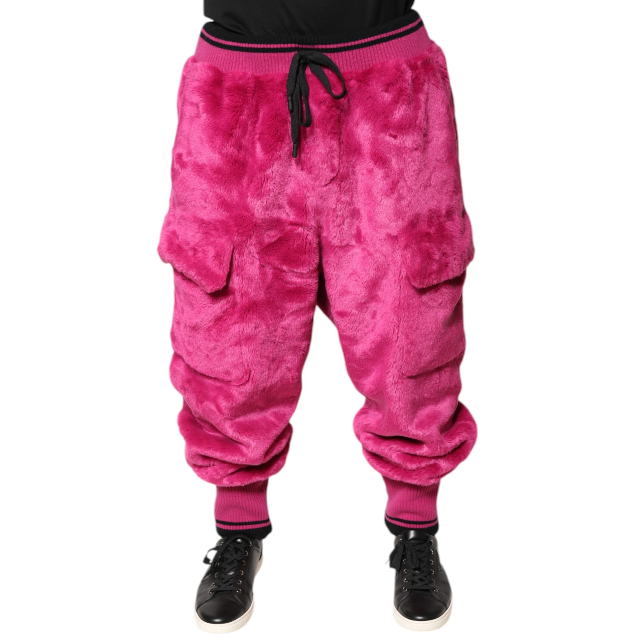 Pink Acrylic Cargo Jogging Sweatpants Pants
