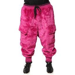 Pink Acrylic Cargo Jogging Sweatpants Pants