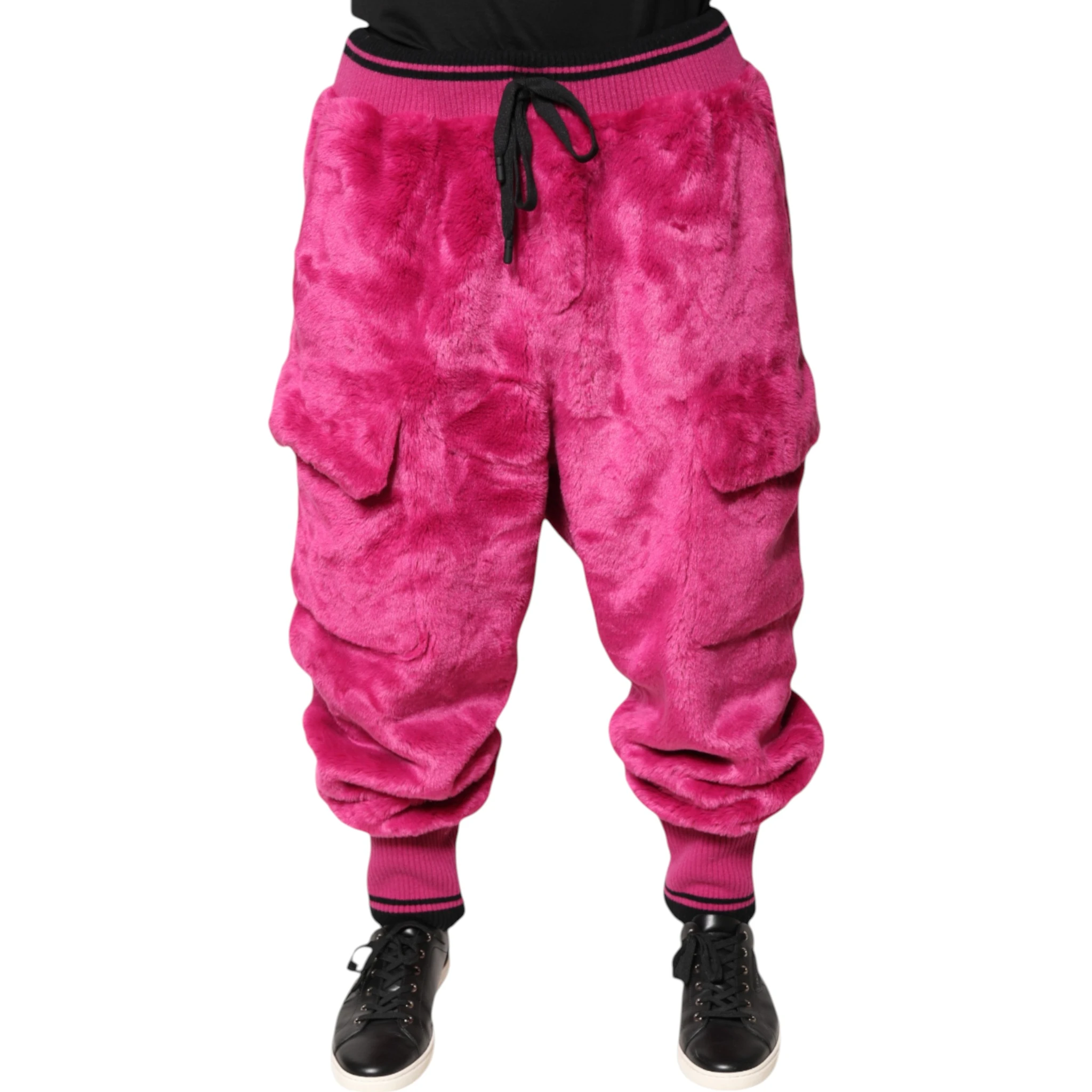 Pink Acrylic Cargo Jogging Sweatpants Pants