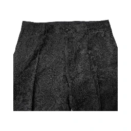 Black Floral Jacquard Mid Waist Dress Pants
