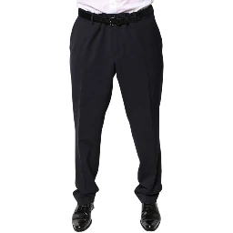 Black Wool Mid Waist Dress Pants