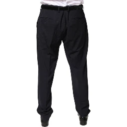 Black Wool Mid Waist Dress Pants