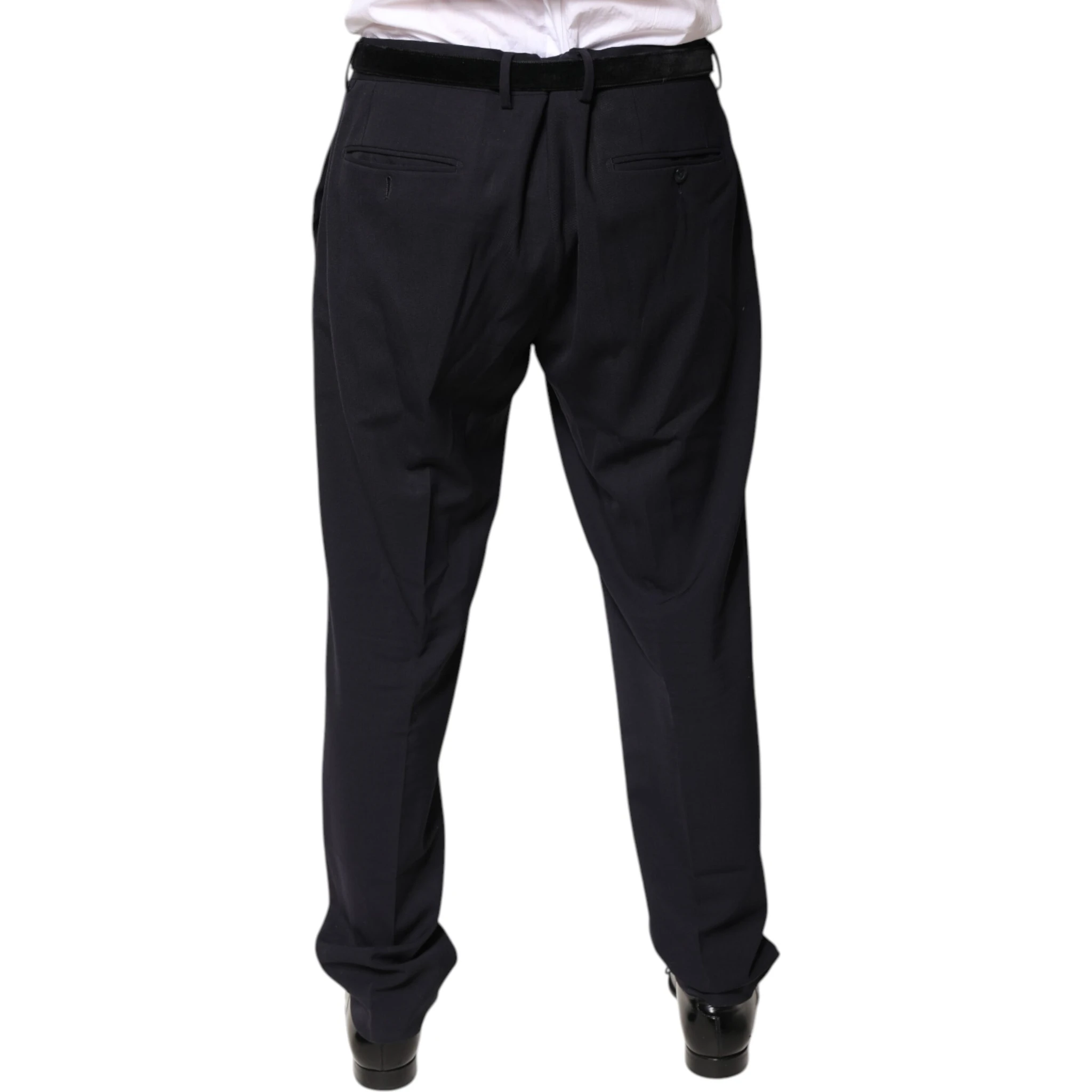 Black Wool Mid Waist Dress Pants