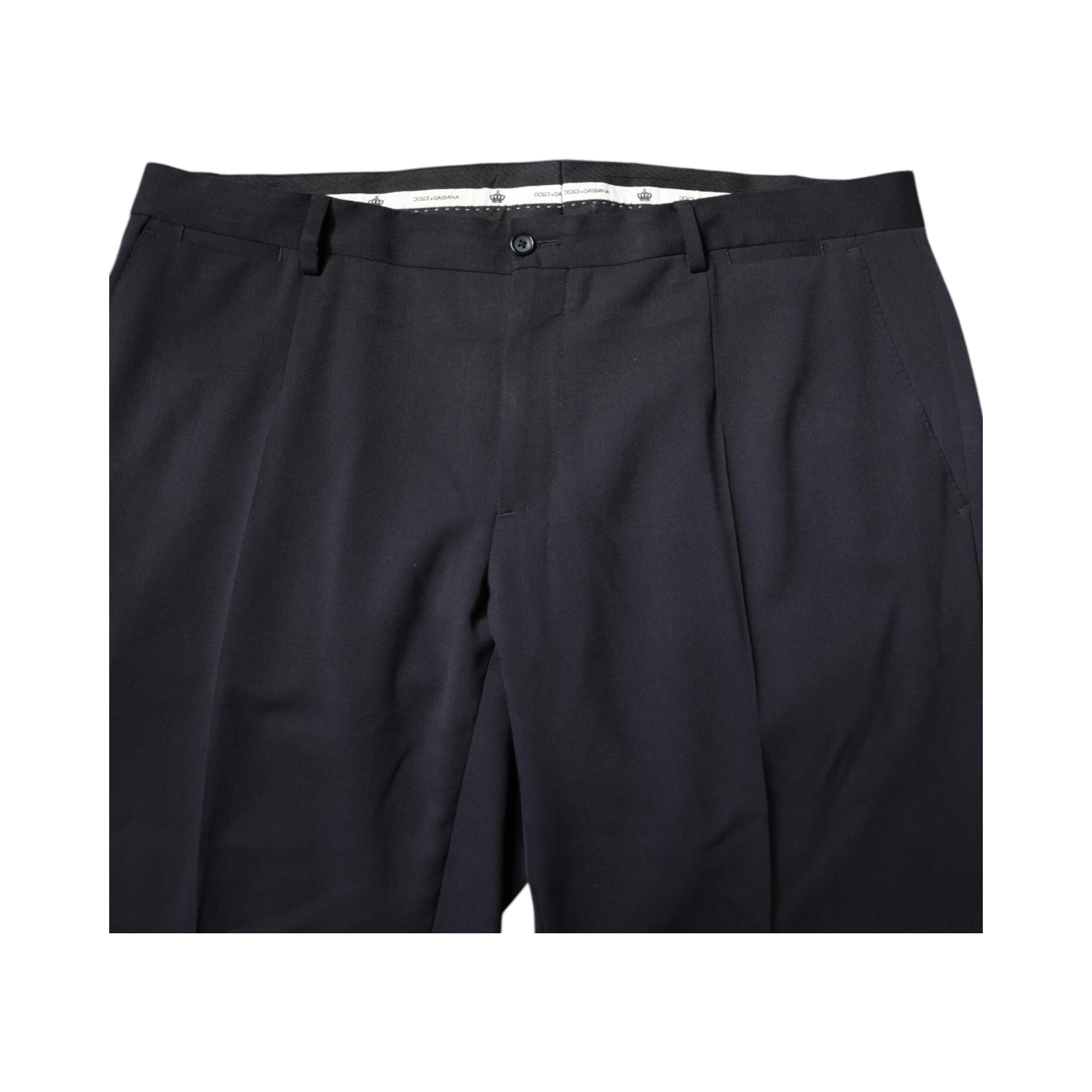 Black Wool Mid Waist Dress Pants