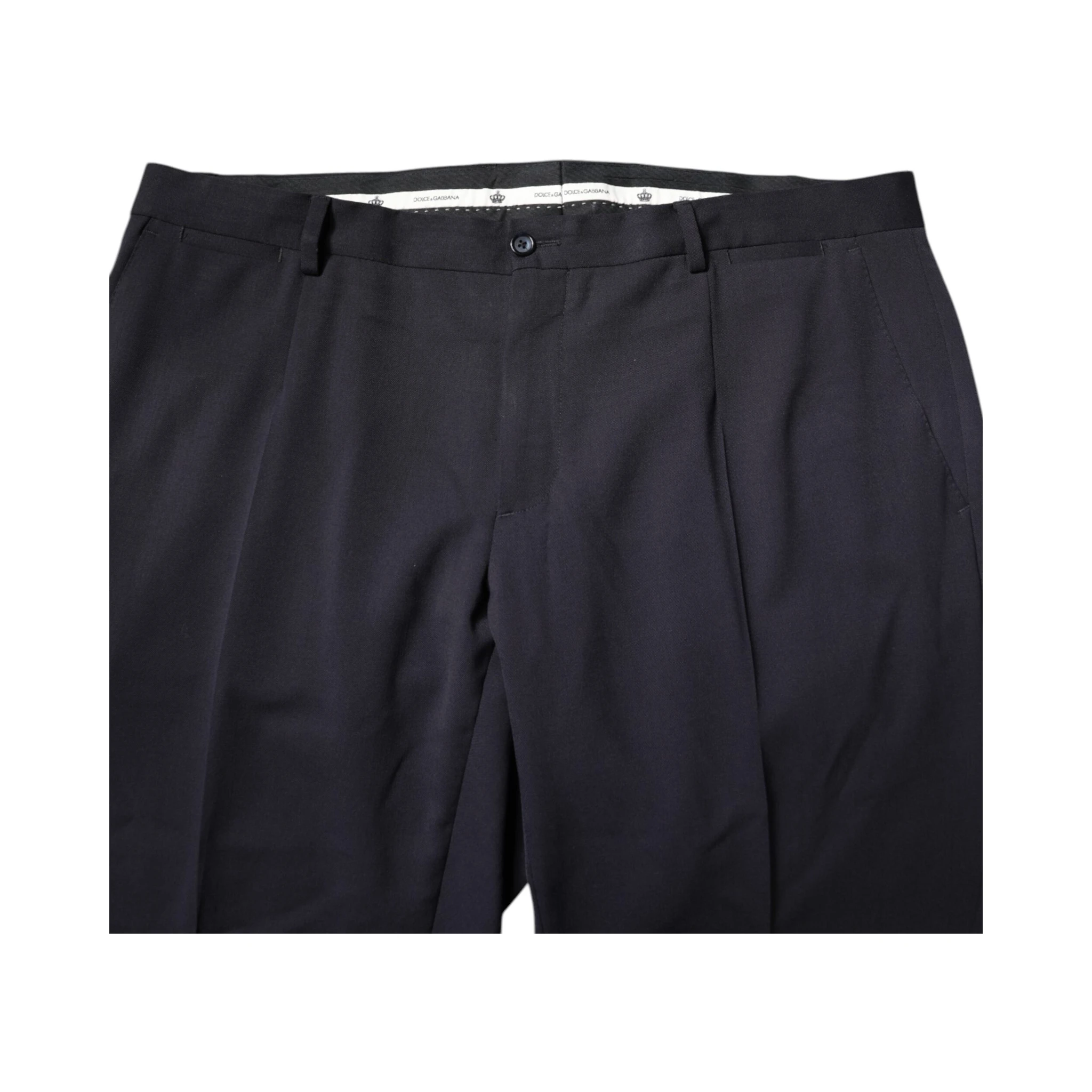 Black Wool Mid Waist Dress Pants