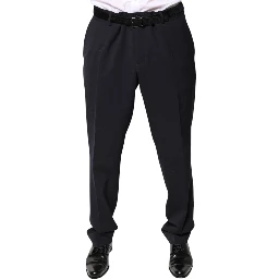 Black Wool Mid Waist Dress Pants