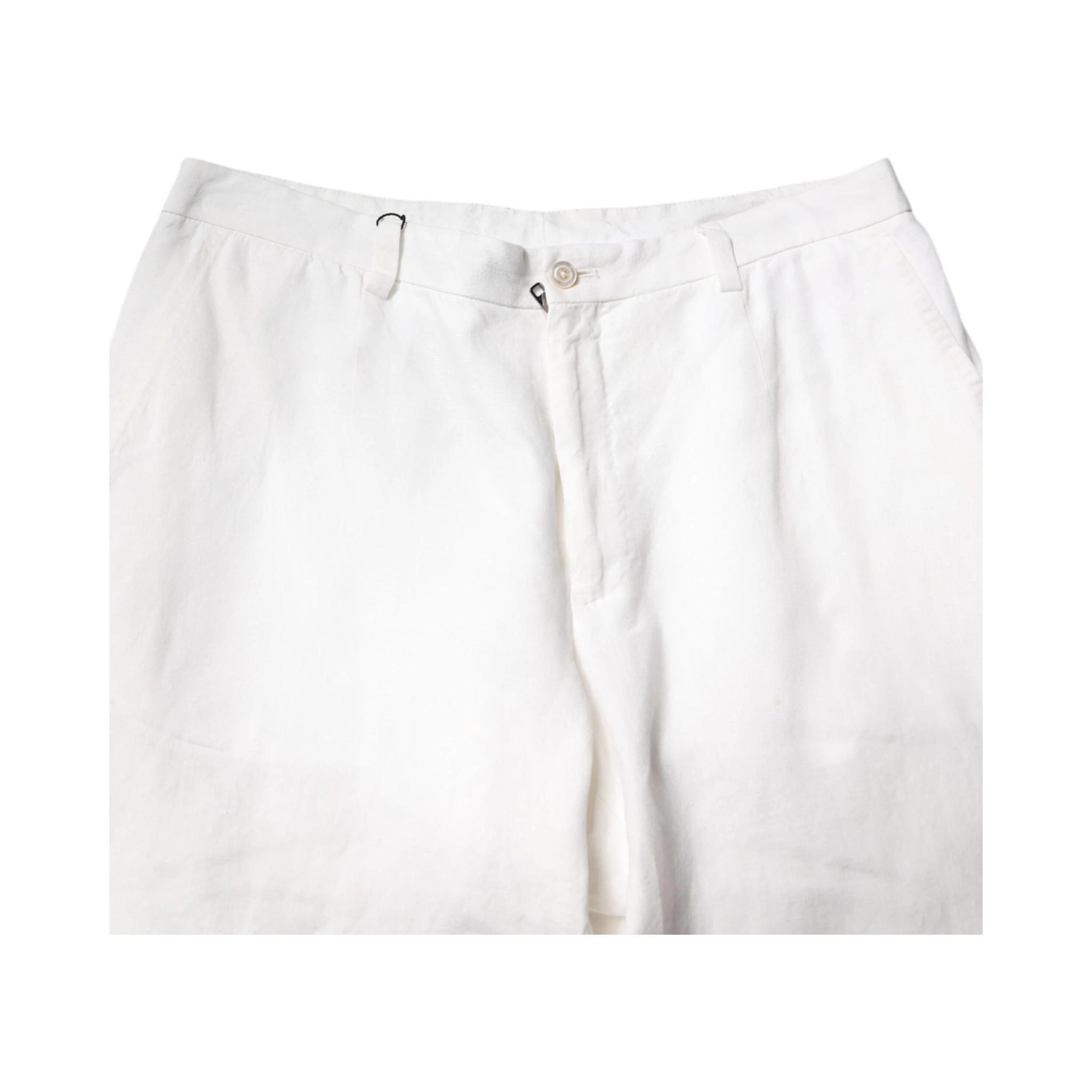 White Linen Mid Waist Men Dress Pants