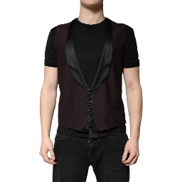 Maroon Wool Waistcoat Dress Formal Vest