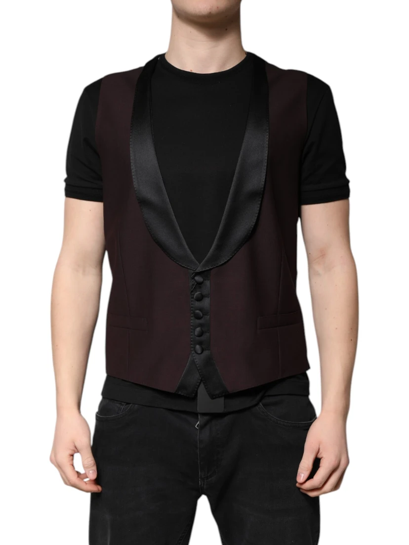 Maroon Wool Waistcoat Dress Formal Vest