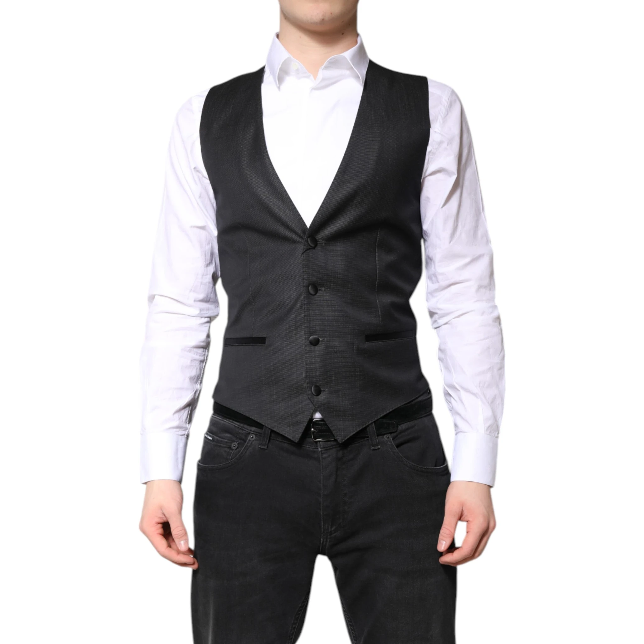 Black Wool Waistcoat Dress Formal Vest