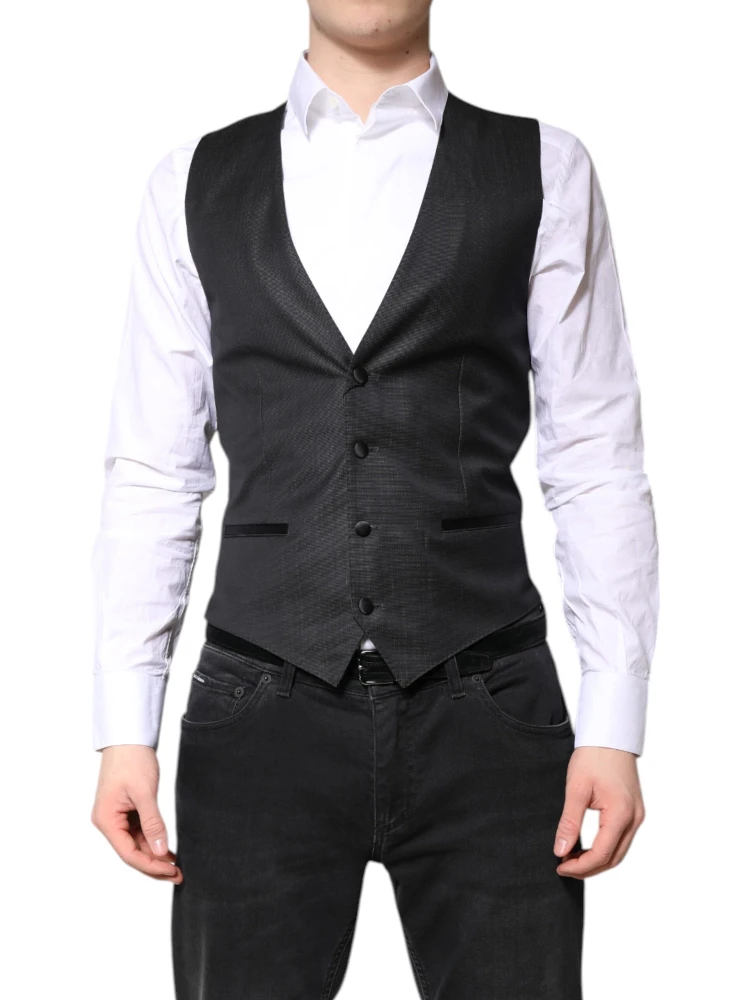 Black Wool Waistcoat Dress Formal Vest alternative