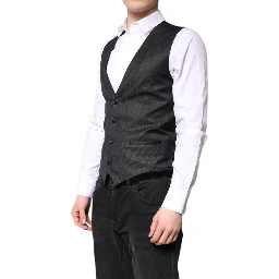 Black Wool Waistcoat Dress Formal Vest