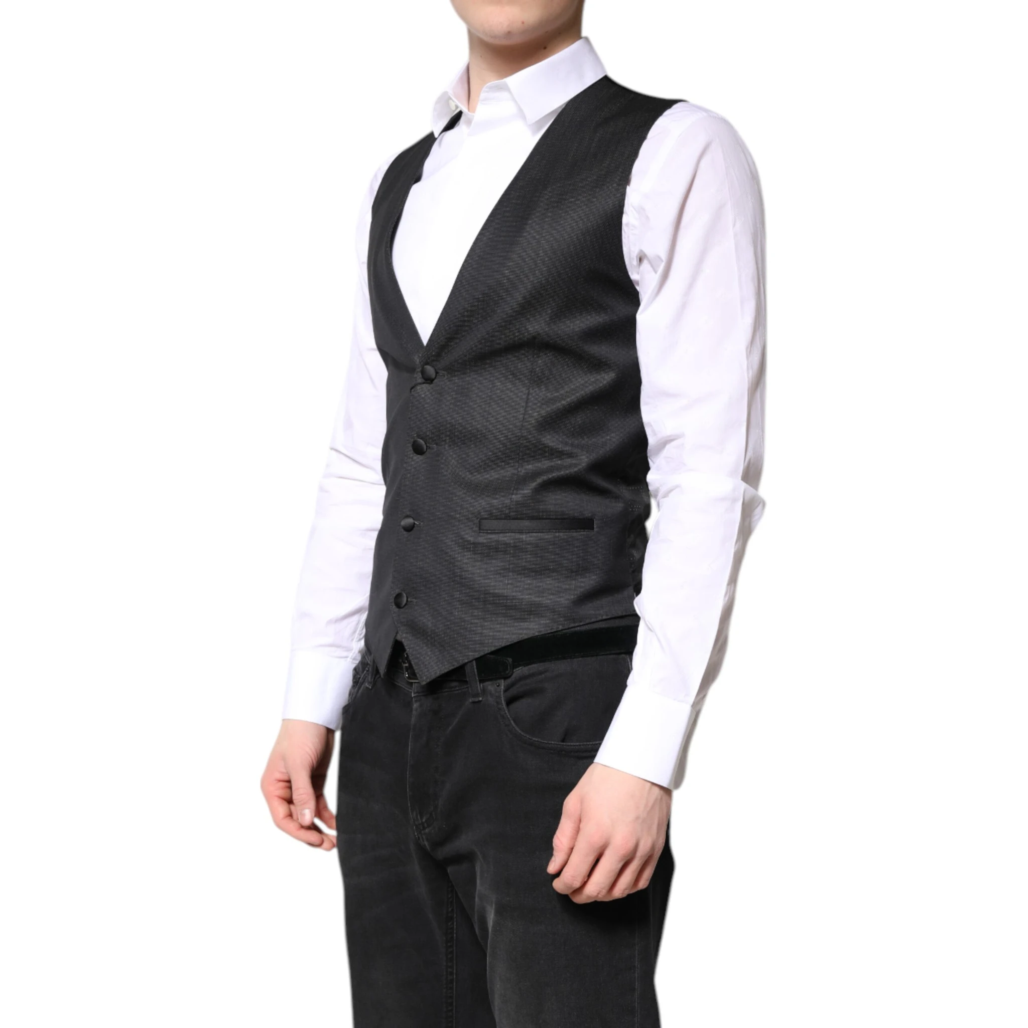 Black Wool Waistcoat Dress Formal Vest
