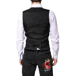 Black Wool Waistcoat Dress Formal Vest