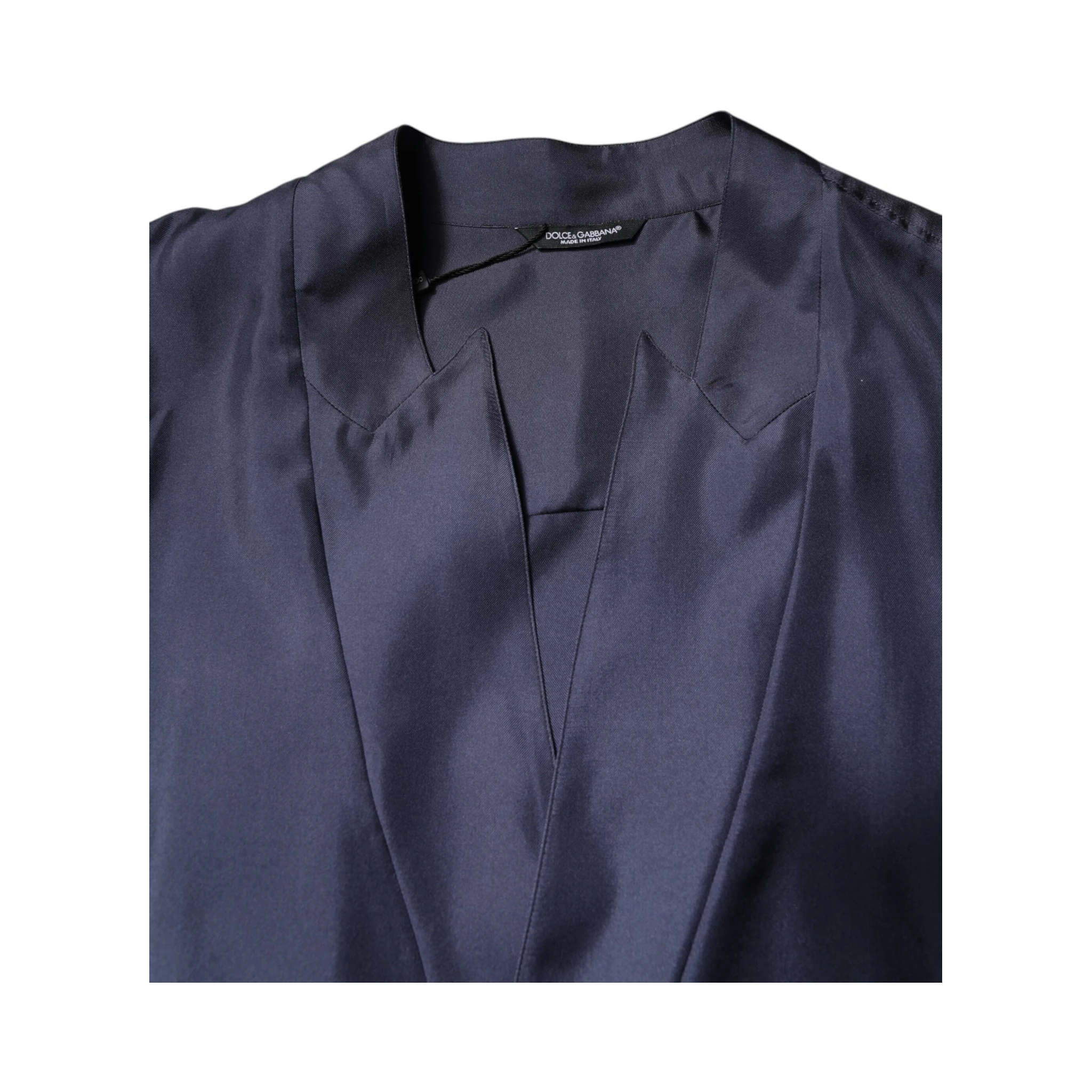 Dark Blue Silk Double Breasted Shirt