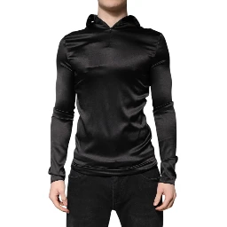 Black Silk Turtleneck Men Pullover Sweater