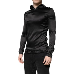 Black Silk Turtleneck Men Pullover Sweater