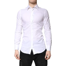White Cotton GOLD Dress Formal Collared Shirt