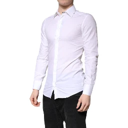 White Cotton GOLD Dress Formal Collared Shirt