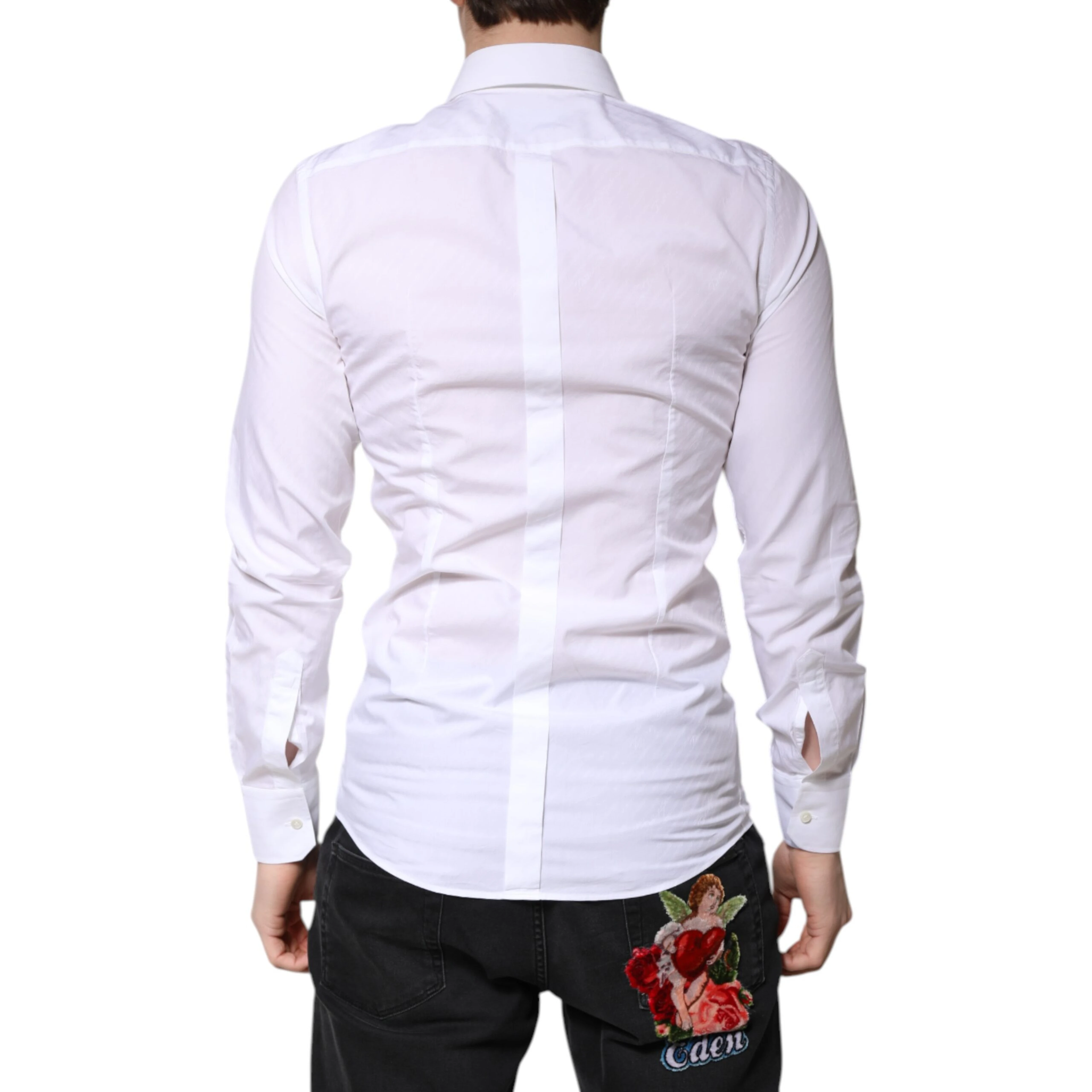 White Cotton GOLD Dress Formal Collared Shirt