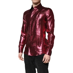 Metallic Red Cotton GOLD Dress Formal Shirt