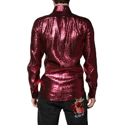 Metallic Red Cotton GOLD Dress Formal Shirt
