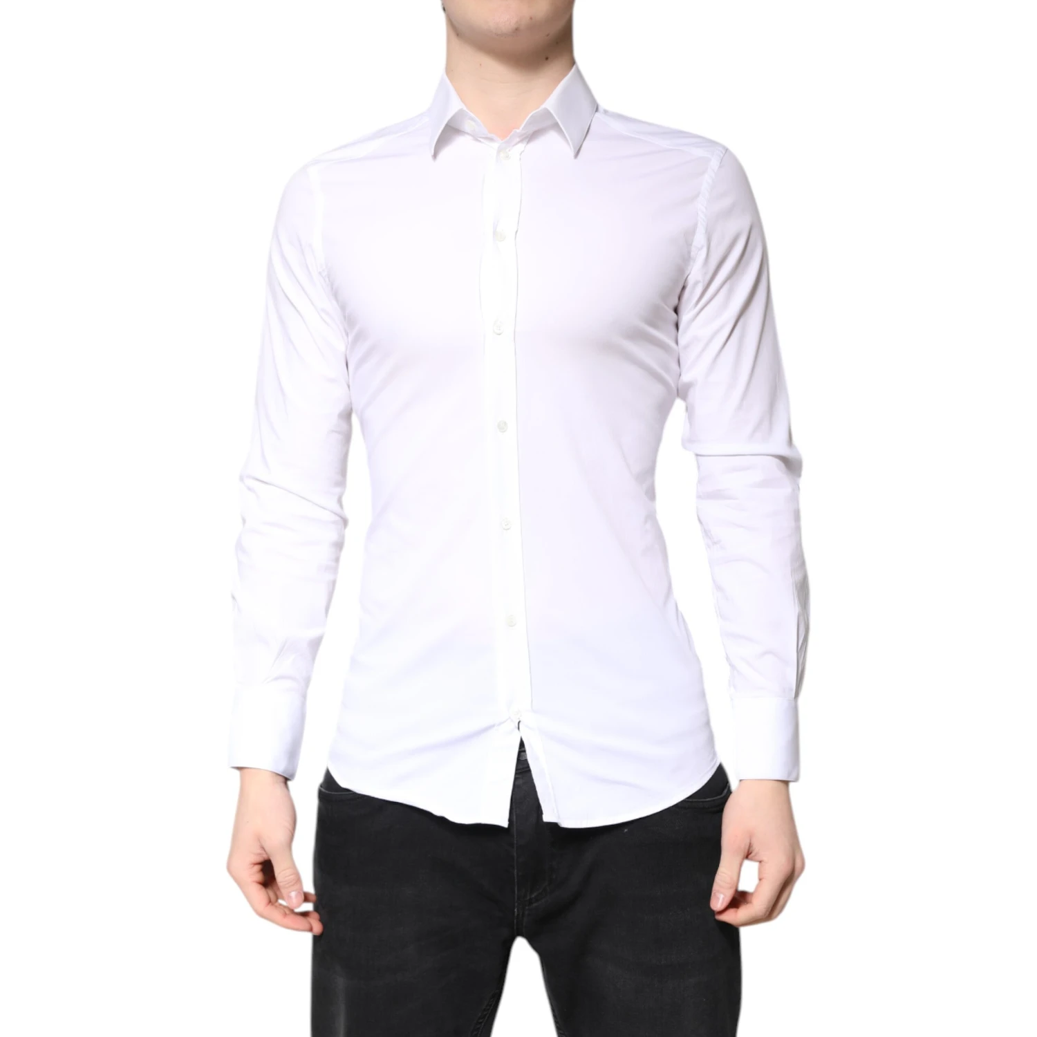 White Cotton GOLD Dress Formal Collared Shirt