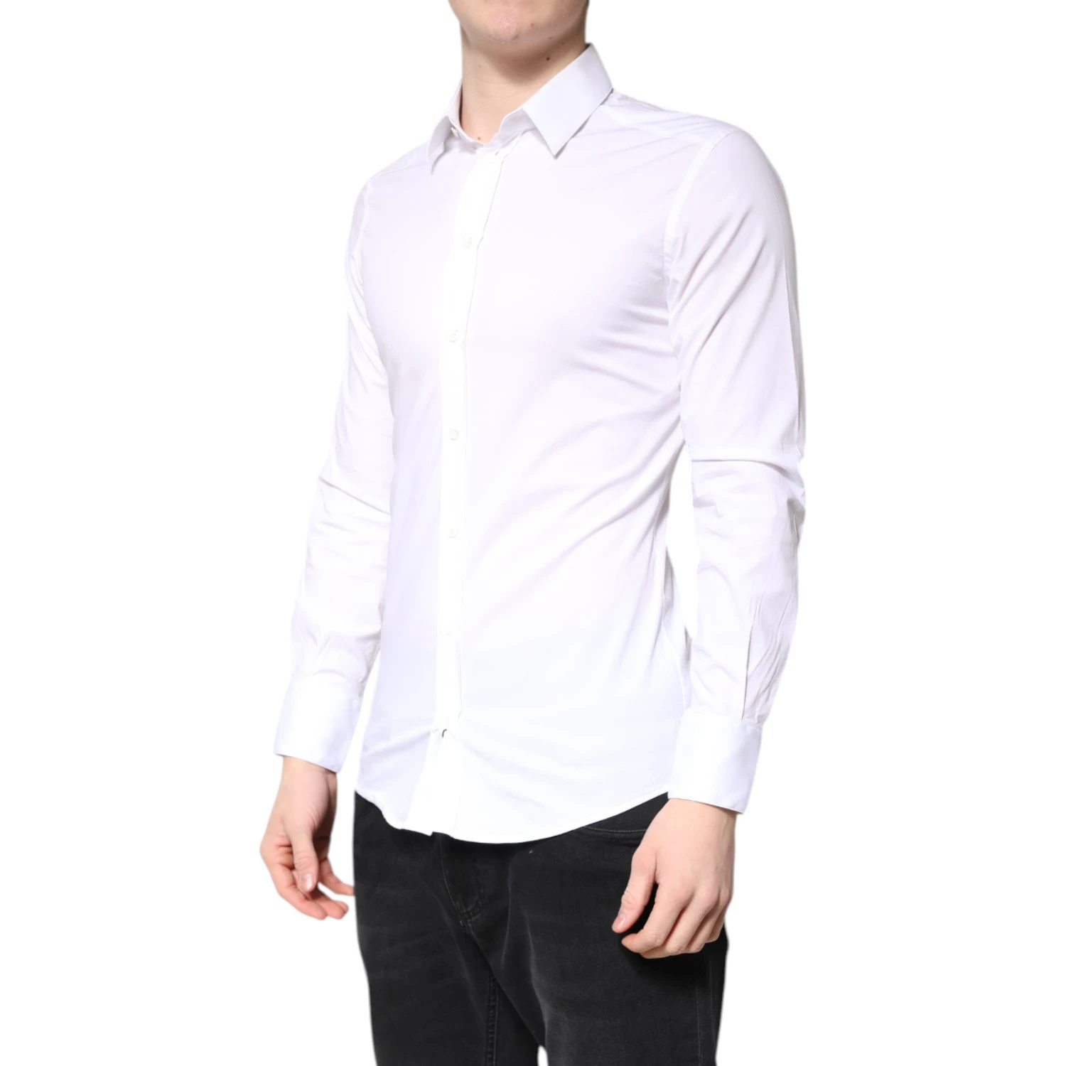 White Cotton GOLD Dress Formal Collared Shirt