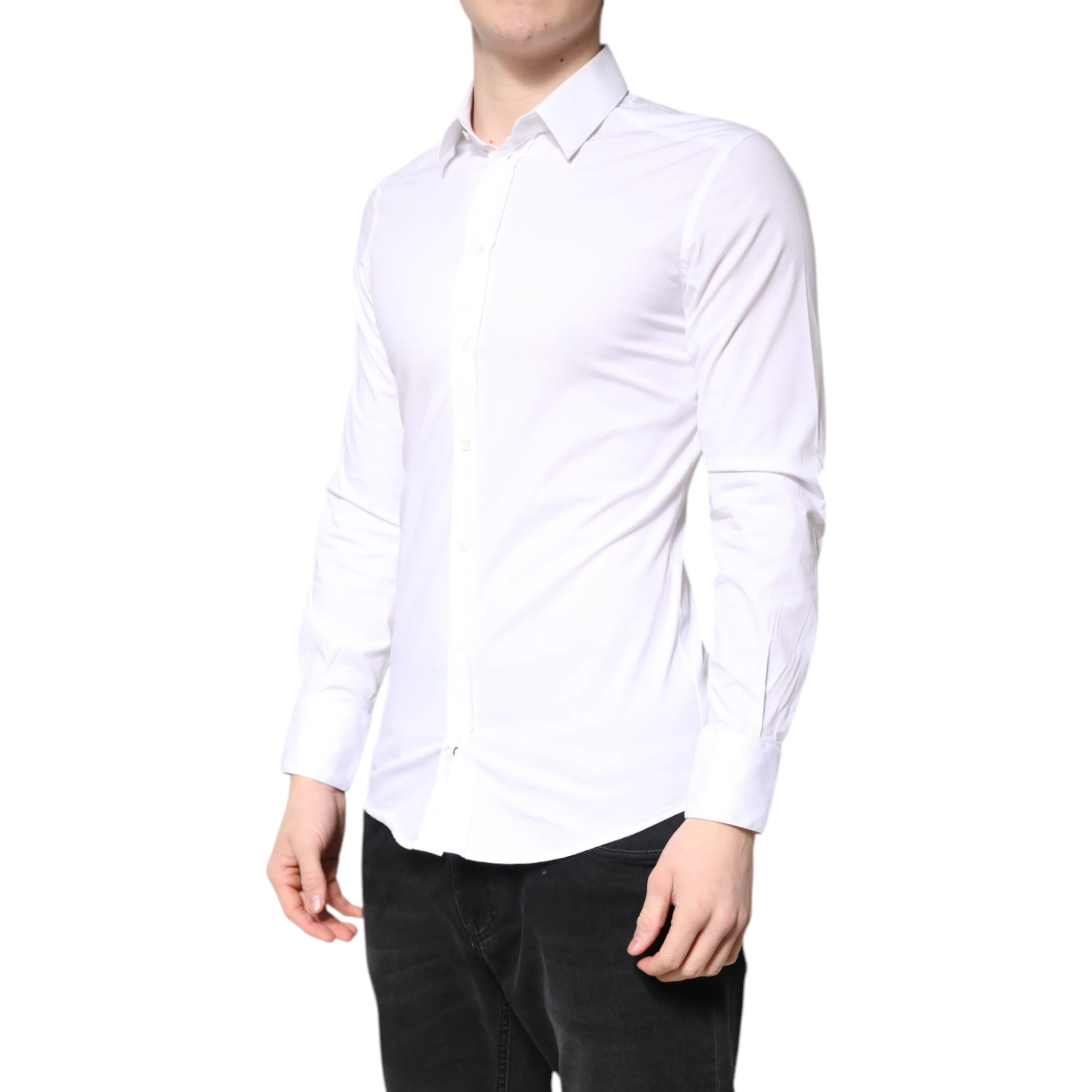 White Cotton GOLD Dress Formal Collared Shirt