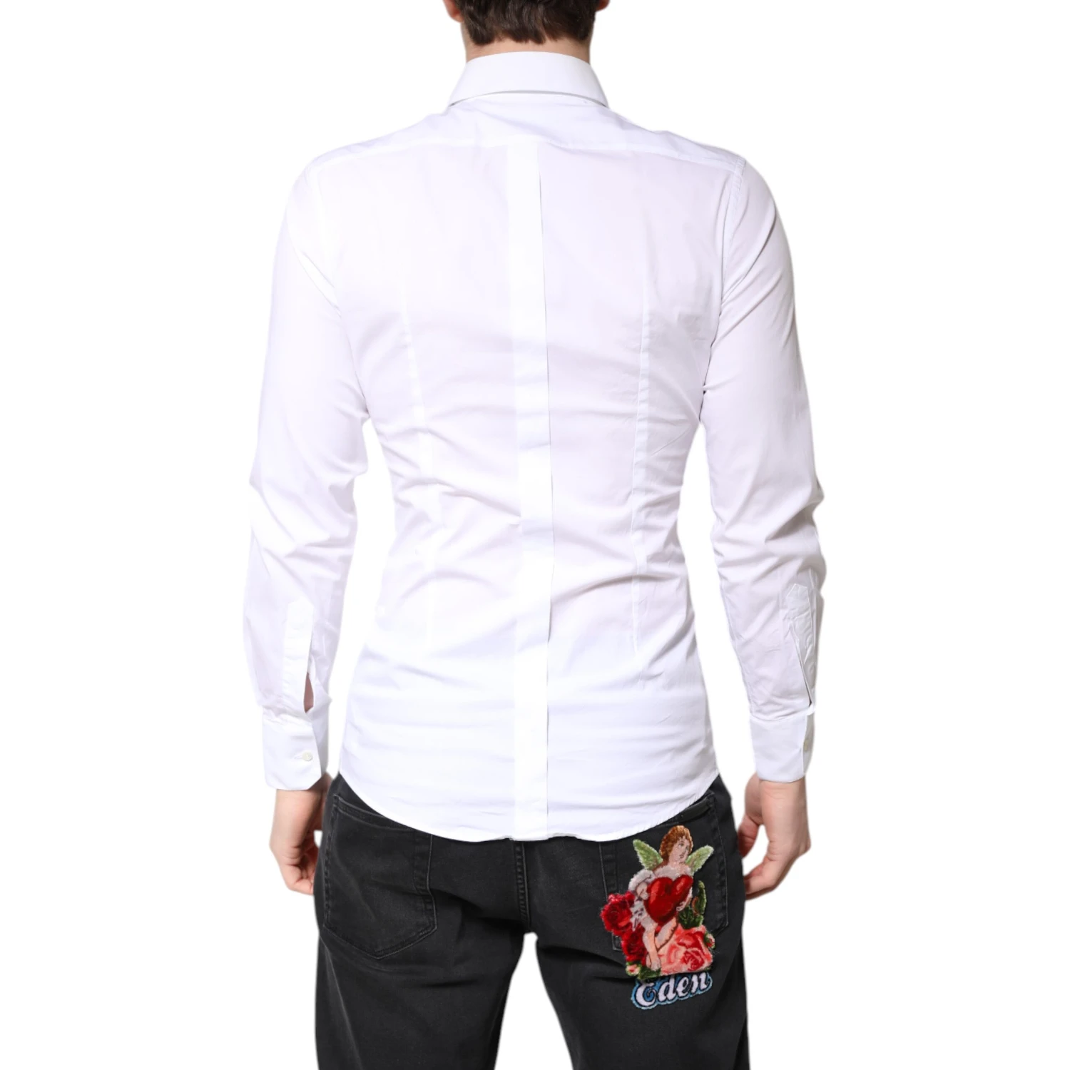 White Cotton GOLD Dress Formal Collared Shirt