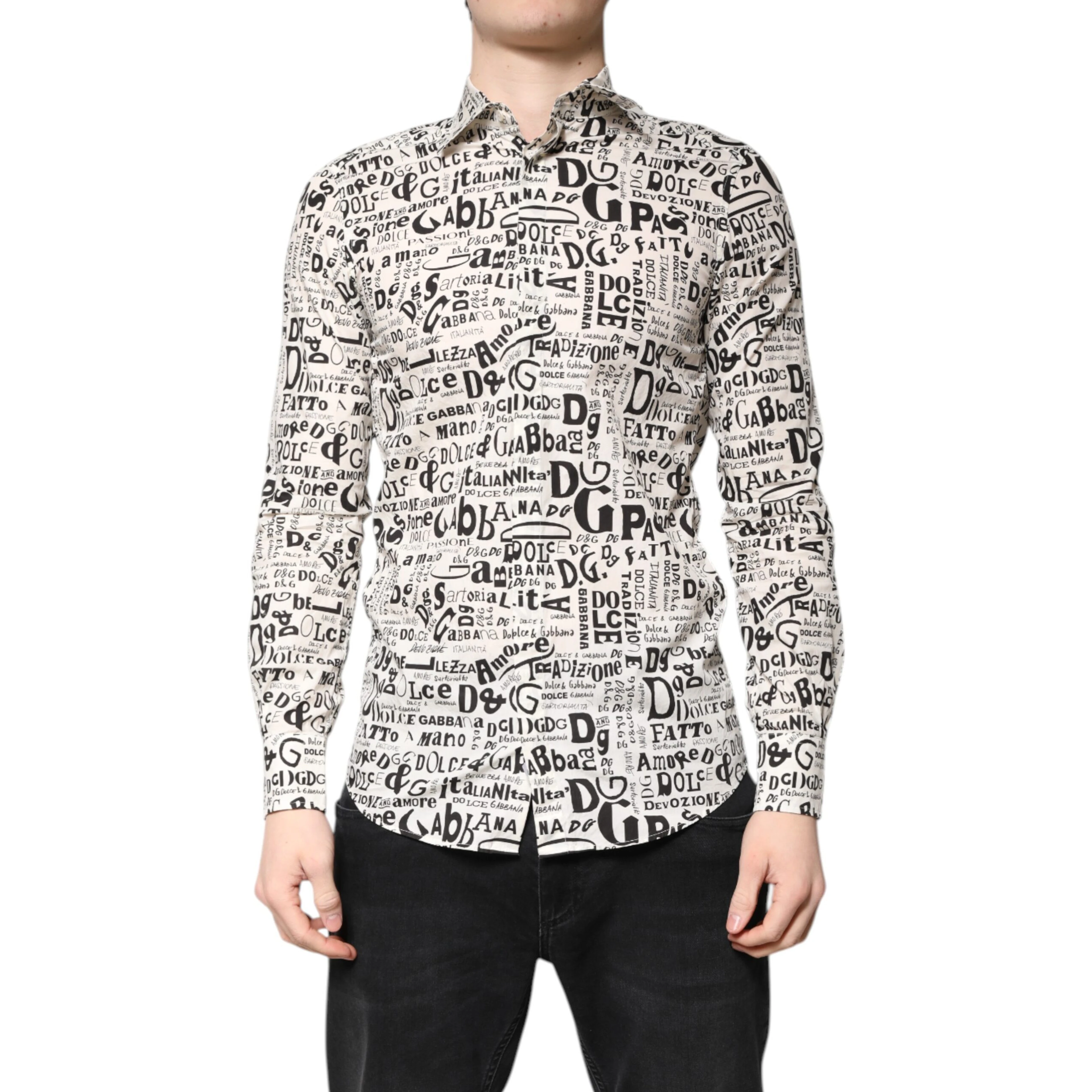 White Black Logo MARTINI Men Casual Shirt