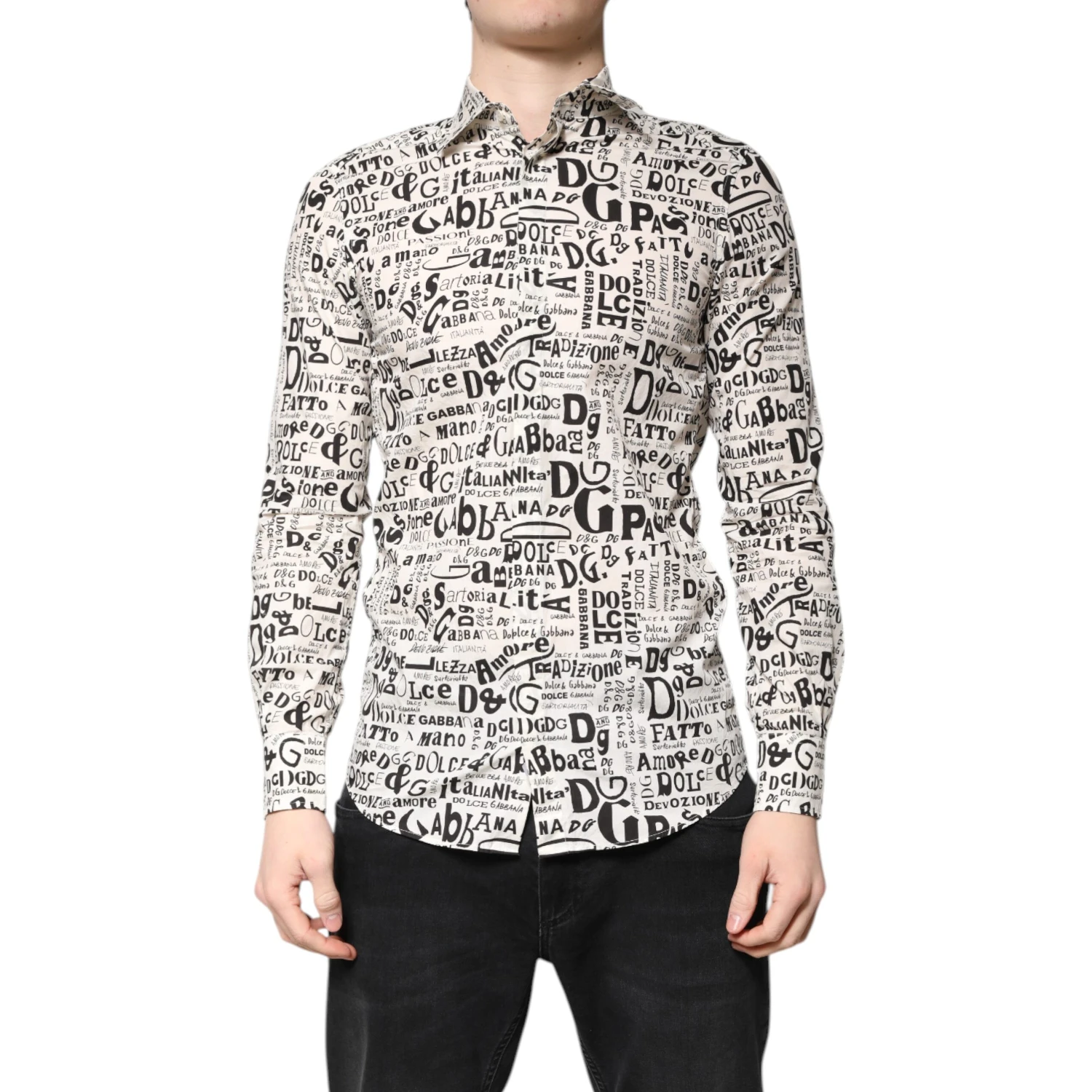 White Black Logo MARTINI Men Casual Shirt