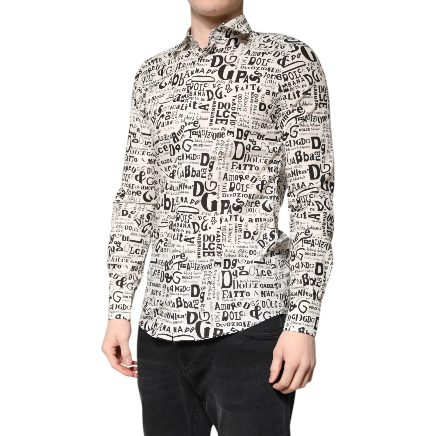 White Black Logo MARTINI Men Casual Shirt