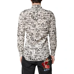 White Black Logo MARTINI Men Casual Shirt