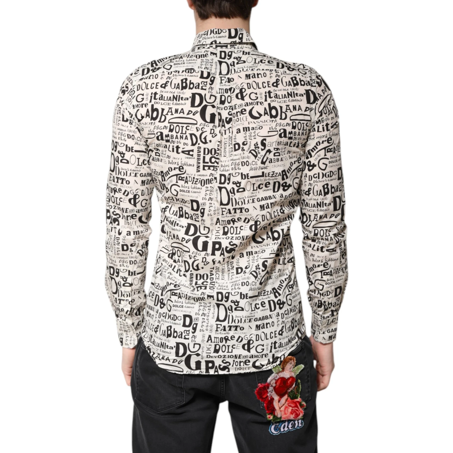 White Black Logo MARTINI Men Casual Shirt
