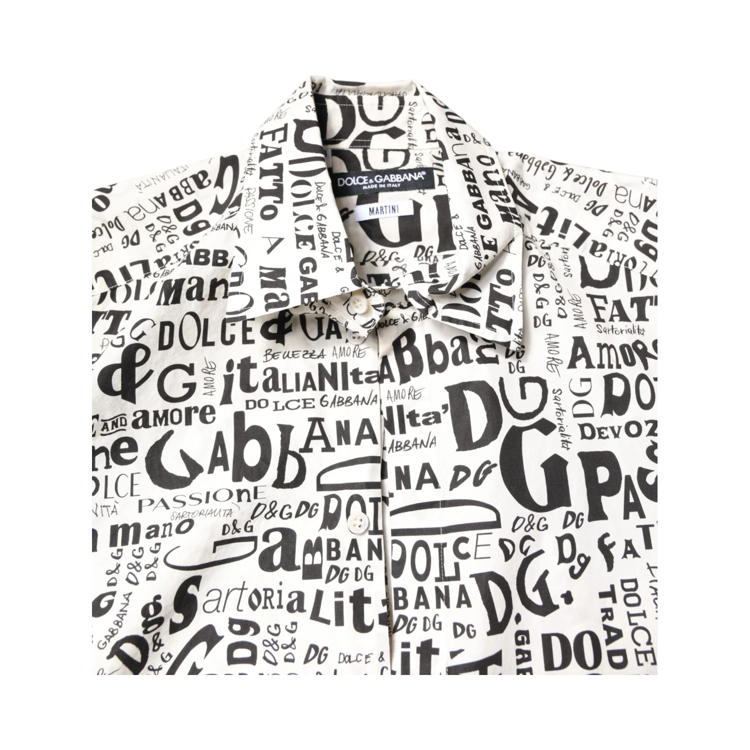 White Black Logo MARTINI Men Casual Shirt